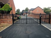 Gate 35 large automated estate gate with 5 way GSM intercom keypad and  matching pedestrian gate Wickersley Rotherham